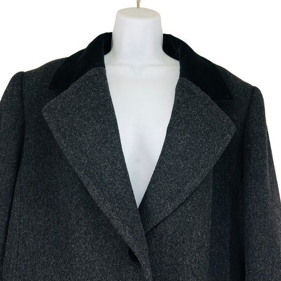 VTG Forecaster of Boston Long Wool Coat Velvet Trim Preppy Old Money Womens 16 B - Picture 2 of 13
